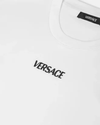Broderet slim fit T-shirt i bomuldsjersey
