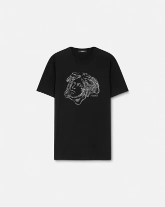 Broderet T-shirt i bomuldsjersey