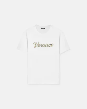 Broderet T-shirt i bomuldsjersey