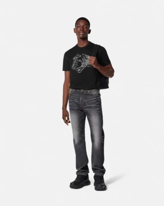 Broderet T-shirt i bomuldsjersey