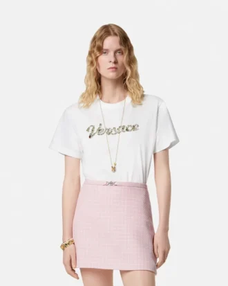 Broderet T-shirt i bomuldsjersey