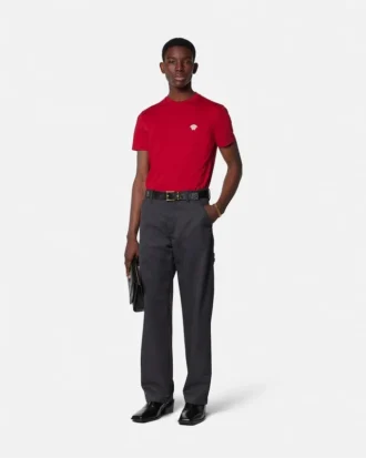 Broderet T-shirt i bomuldsjersey
