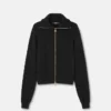 Broderet uldstrikket sweater med lynlås
