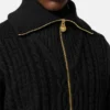Broderet uldstrikket sweater med lynlås