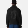 Broderet uldstrikket sweater med lynlås