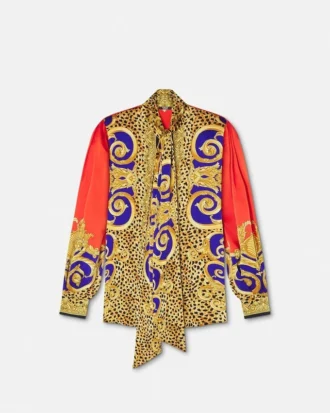 Cheetah Barocco Silk lavallière-skjorte