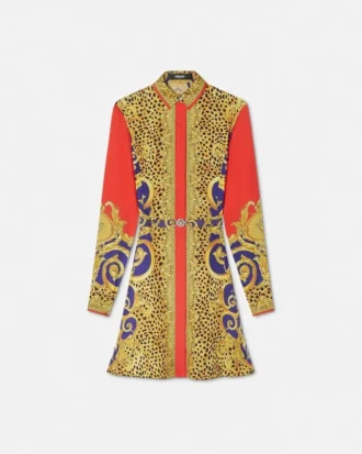Cheetah Barocco Silk mini-skjortekjole