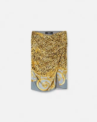 Cheetah Foulard draperet midi-nederdel