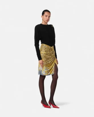 Cheetah Foulard draperet midi-nederdel