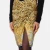 Cheetah Foulard draperet midi-nederdel