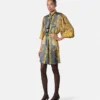 Cheetah Foulard Silk Lavallière Mini Dress