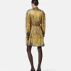 Cheetah Foulard Silk Lavallière Mini Dress