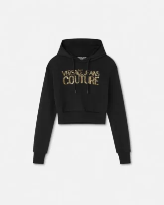 Crop-hoodie med krystal-logo