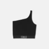 Crop top med én skulder i viskose-blanding