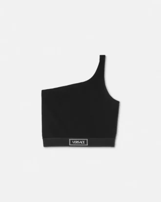 Crop top med én skulder i viskose-blanding
