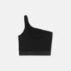 Crop top med én skulder i viskose-blanding