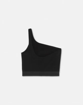 Crop top med én skulder i viskose-blanding