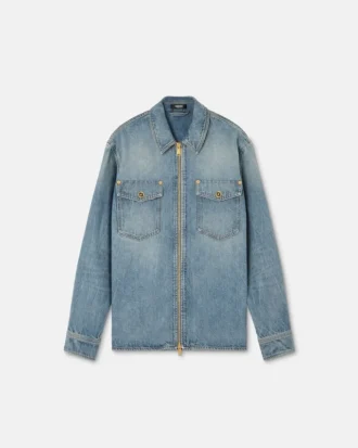 Denim-overskjorte med lynlås