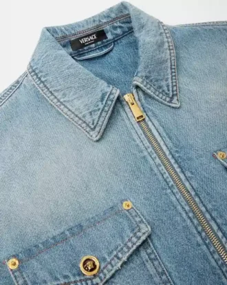 Denim-overskjorte med lynlås