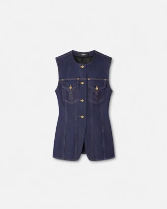 Denim-vest med tætsiddende pasform