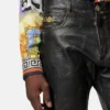 Distressed læderbukser