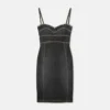 Forskønnet denim-midi-kjole