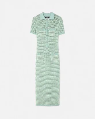 Hæklet strikket polo-maxi-kjole