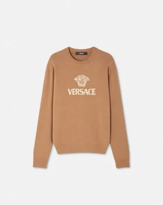 Intarsia-strikket sweater i kashmir