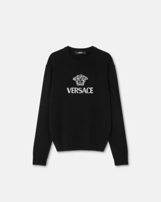 Intarsia-strikket sweater i kashmir