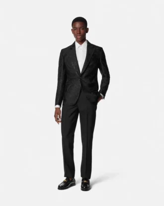 Jacquard-blazer i uldblanding