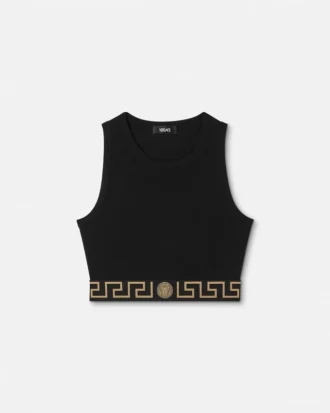 Jacquard-bomuldsjersey-crop-top