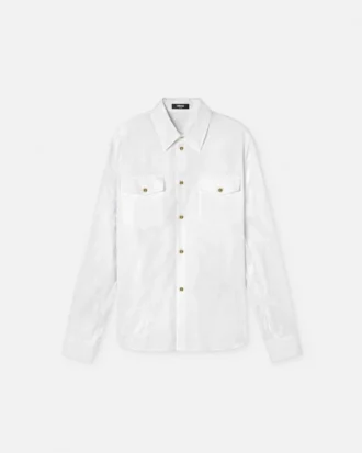 Jacquard-skjorte i bomulds-poplin