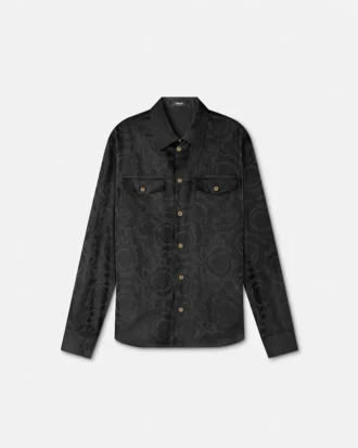 Jacquard-skjorte i bomulds-poplin