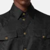 Jacquard-skjorte i bomulds-poplin