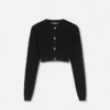 Jacquard-strikket kort cardigan i stretchviskose