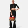 Jacquard-strikket kort cardigan i stretchviskose