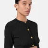 Jacquard-strikket kort cardigan i stretchviskose