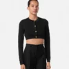 Jacquard-strikket kort cardigan i stretchviskose