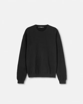 Jacquard-strikket sweater i silke og bomuld