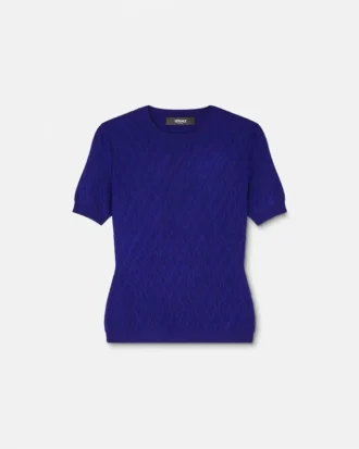 Jacquard-strikket T-shirt i stretchviskose