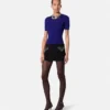 Jacquard-strikket T-shirt i stretchviskose