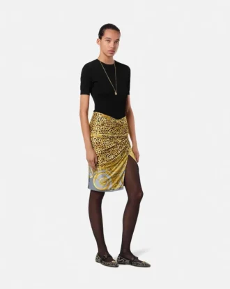 Jacquard-strikket T-shirt i stretchviskose