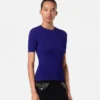 Jacquard-strikket T-shirt i stretchviskose