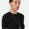 Jacquard-strikket T-shirt i stretchviskose