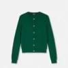 Jacquard-strikket viskose cardigan med tætsiddende pasform