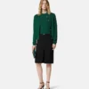 Jacquard-strikket viskose cardigan med tætsiddende pasform