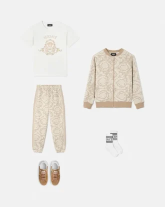 Jacquard-sweatpants i bomuldsjersey til børn