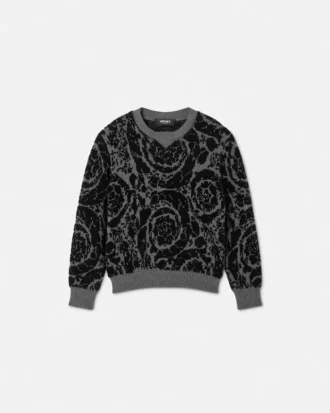 Jacquardstrikket sweater i bomuldsblanding til børn