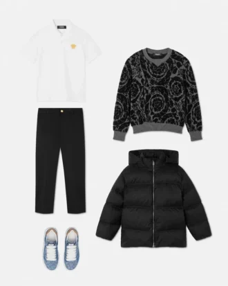 Jacquardstrikket sweater i bomuldsblanding til børn
