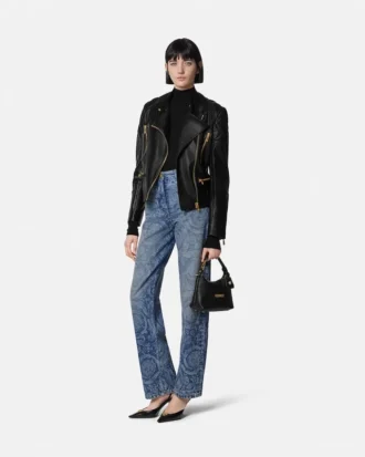 Læderjakke i biker-stil
